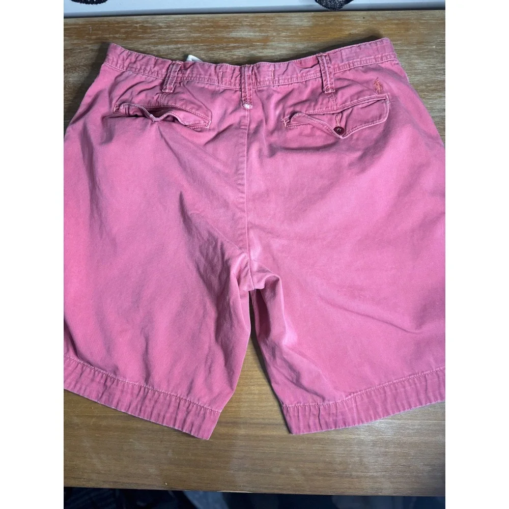 Polo Ralph Lauren Mens Chino Shorts‎ Pink Salmon Cotton Twill Size 36 Flat Front